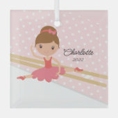 スイートバレリーナバレエダンスクリスマス ガラスオーナメント (正面)