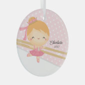 スイートバレリーナバレエダンスクリスマス ガラスオーナメント (正面右)