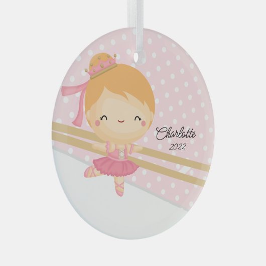 スイートバレリーナバレエダンスクリスマス ガラスオーナメント (正面右)