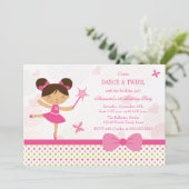 スイートバレリーナ女の子の誕生日パーティーの招待 招待状 (スタンド正面)