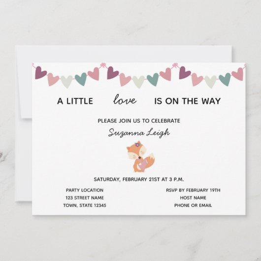 スイートバレンタインベビーシャワー招待状 招待状 (正面)