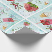 スイートバレンタイン引用文ストロベリーアイスクリーム ラッピングペーパー (角)