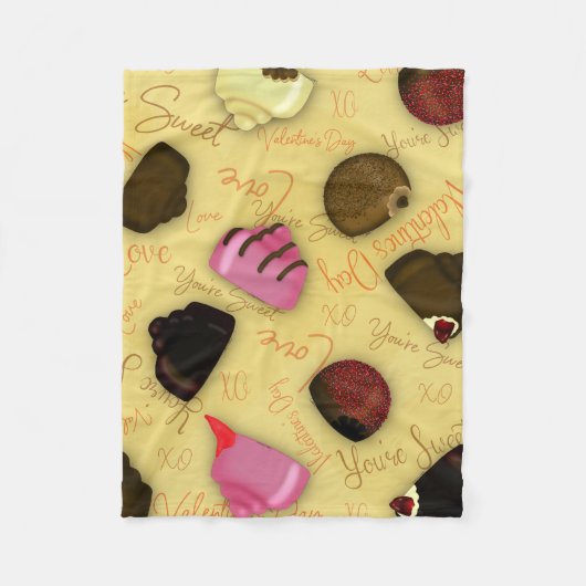 スイートバレンタイン – バレンタインデキャンディパターン フリースブランケット (正面)