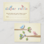 スイートバーディピンクブルーおむつラッフルチケットインサート エンクロージャーカード (正面/裏面)