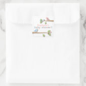 スイートバーディピンク&ブルーベビーシャワーステッカー スクエアシール (バッグ)