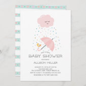 スイートバードアンブレラベビーシャワー招待状 招待状 (正面/裏面)