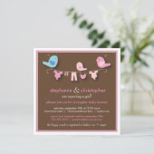 スイートバードガールカップルベビーシャワー招待状 招待状 (スタンド正面)