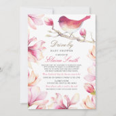 スイートバードピンクフローラガールベビーシャワーでドライブ 招待状 (正面)