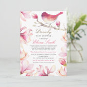 スイートバード ピンク フラワーのドライブバイ 女の子 ベイビーシャワー 招待状 (スタンド正面)