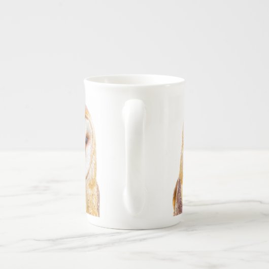 スイートバーンフクロウバード自然アート ボーンチャイナマグカップ (裏面)