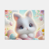 スイートパステルかわいい子猫のイースターエッグ ドアマット (正面)