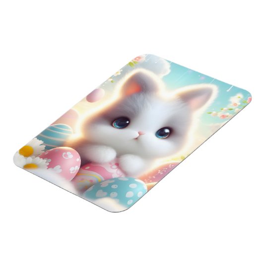 スイートパステルかわいい子猫のイースターエッグ マグネット (左側)
