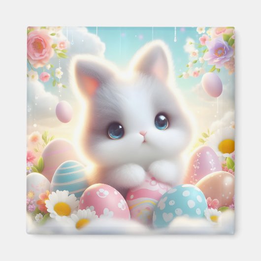 スイートパステルかわいい子猫のイースターエッグ マグネット (正面)