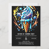 スイートパステルウォーターカラーボーイアイスクリーム誕生日 招待状 (正面)