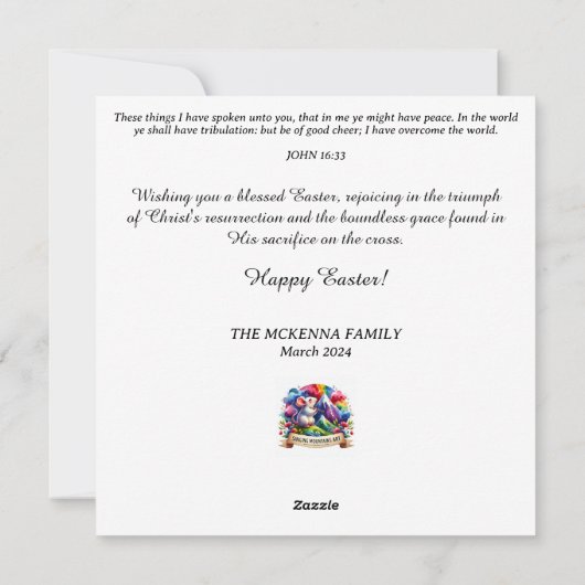 スイートパステルウォーターカラーラムバニーフラワーズ シーズンカード (裏面)