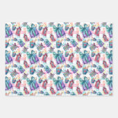 スイートパステルクリスマスウォーターカラーギフトラップ ラッピングペーパーシート (正面2)