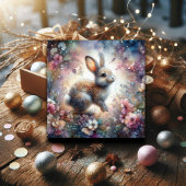 スイートパステルバニーウォーターカラーグリッターイースター シーズンカード