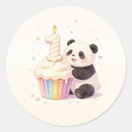 スイートパステルパンダベビーの1歳の誕生日 ラウンドシール