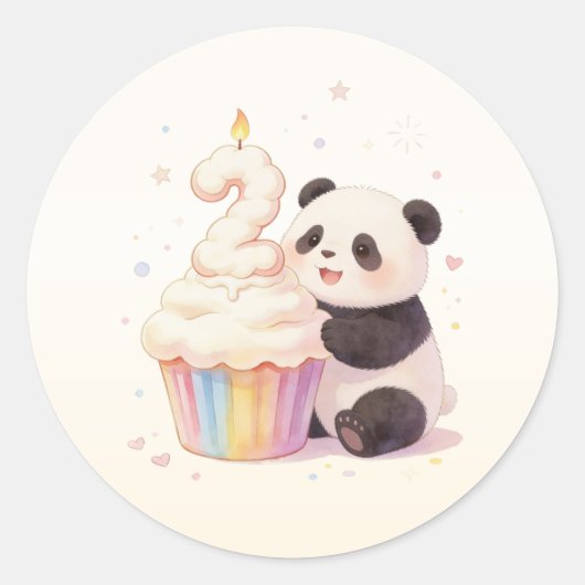 スイートパステルパンダ2歳の誕生日 ラウンドシール (正面)