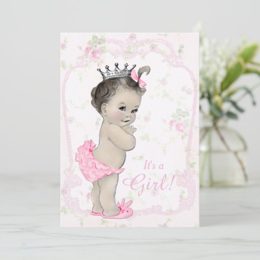 スイートパステルピンクシャブシック赤ちゃんシャワー 招待状 (スタンド正面)