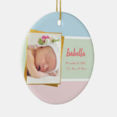 スイートパステルベビーガールフォト誕生レコードスタット セラミックオーナメント (右)