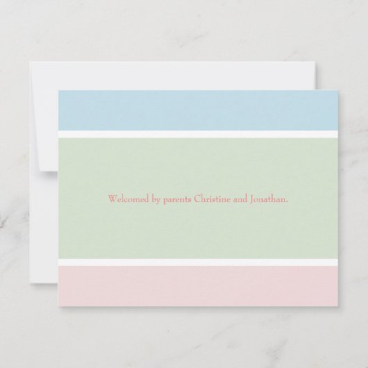 スイートパステルベビーガールフォト誕生レコードスタット ノートカード (裏面)