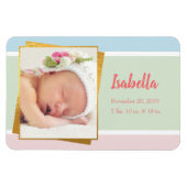 スイートパステルベビーガールフォト誕生レコードスタット マグネット (横)