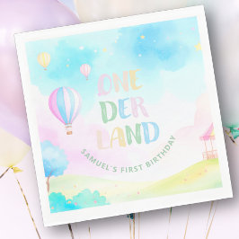 スイートパステルワンダーランド水彩1歳の誕生日 スタンダードランチョンナプキン