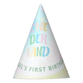スイートパステルワンダーランド水彩1歳の誕生日 パーティーハット