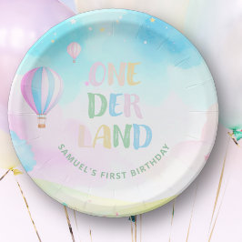 スイートパステルワンダーランド水彩1歳の誕生日 ペーパープレート