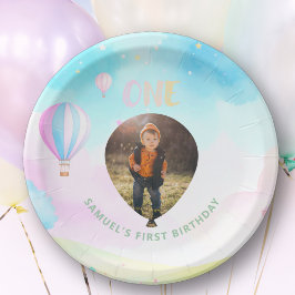 スイートパステルワンダーランド水彩1歳の誕生日 ペーパープレート
