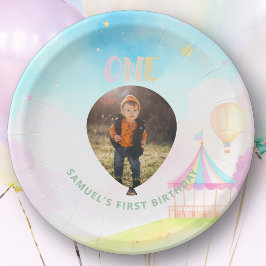 スイートパステルワンダーランド水彩1歳の誕生日 ペーパープレート