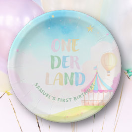 スイートパステルワンダーランド水彩1歳の誕生日 ペーパープレート