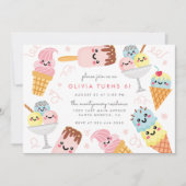 スイートパステル·アイスクリーム·キッド·バースデー·パーティー 招待状 (正面)