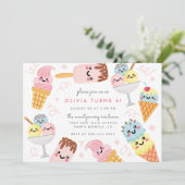 スイートパステル·アイスクリーム·キッド·バースデー·パーティー 招待状 (スタンド正面)