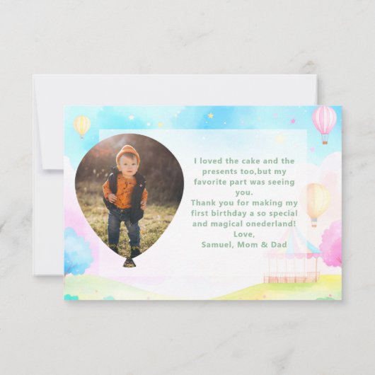 スイートパステルonederland水彩1st誕生日 サンキューカード (裏面)