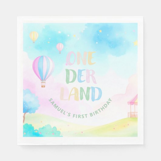 スイートパステルonederland水彩1st誕生日 スタンダードランチョンナプキン (正面)