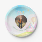 スイートパステルonederland水彩1st誕生日 ペーパープレート (正面)