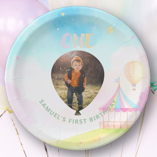 スイートパステルonederland水彩1st誕生日 ペーパープレート