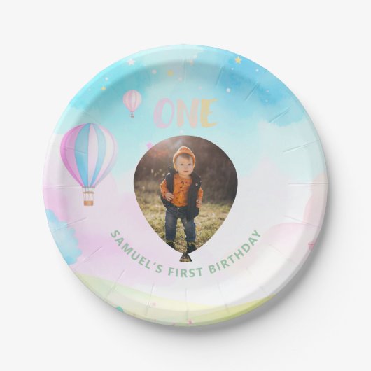 スイートパステルonederland水彩1st誕生日 ペーパープレート (正面)