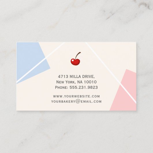 スイートパストリーショップベーカリーケーキモダンカップケーキベイカー 名刺 (裏面)