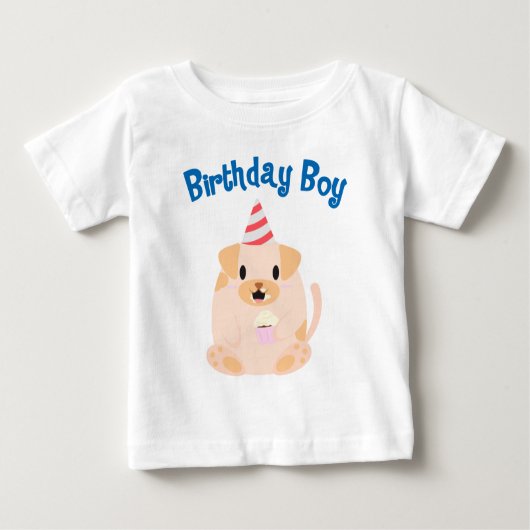 スイートパピードッグ誕生日ボーイ ベビーTシャツ (正面)
