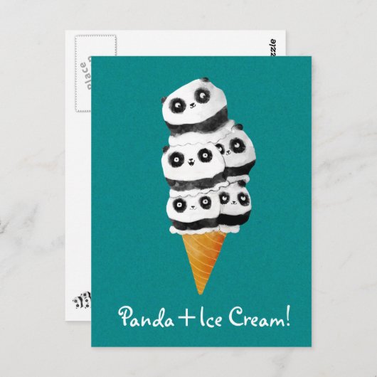スイートパンダベアーアイスクリームコーン ポストカード (正面/裏面)