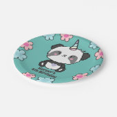 スイートパンダユニコーンガーリーフローラパーソナライズされたパペ ペーパープレート (アングル)