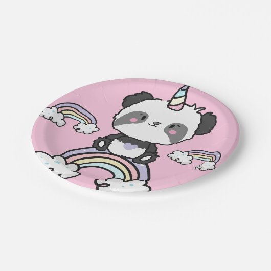 スイートパンダユニコーンガーリーフローラ紙プレート ペーパープレート (アングル)