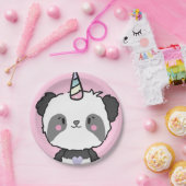 スイートパンダユニコーンガーリー誕生日紙プレート ペーパープレート (パーティー)