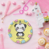 スイートパンダユニコーンガールズフローラパーソナライズされたパプ ペーパープレート (パーティー)