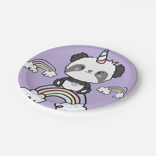 スイートパンダユニコーンガールズフローラレインボウズ ペーパープレート (アングル)