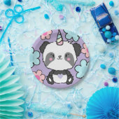 スイートパンダユニコーンガールズレインボー誕生日 ペーパープレート (パーティー)