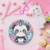 スイートパンダユニコーンガールズレインボー誕生日 ペーパープレート (パーティー)